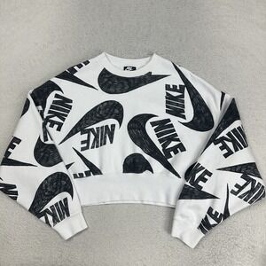 Nike Sportswear Icon Print Women's Fleece Crew CJ2052-100 Size XS